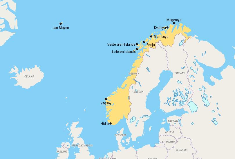 Map of Norwegian Islands