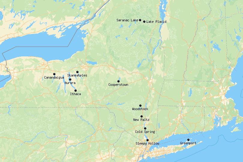 Map of Small Towns in New York