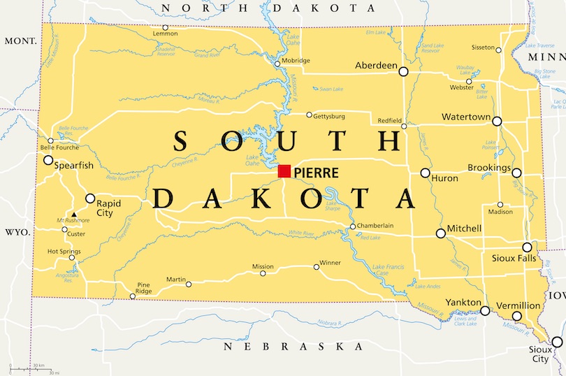 Map of South Dakota