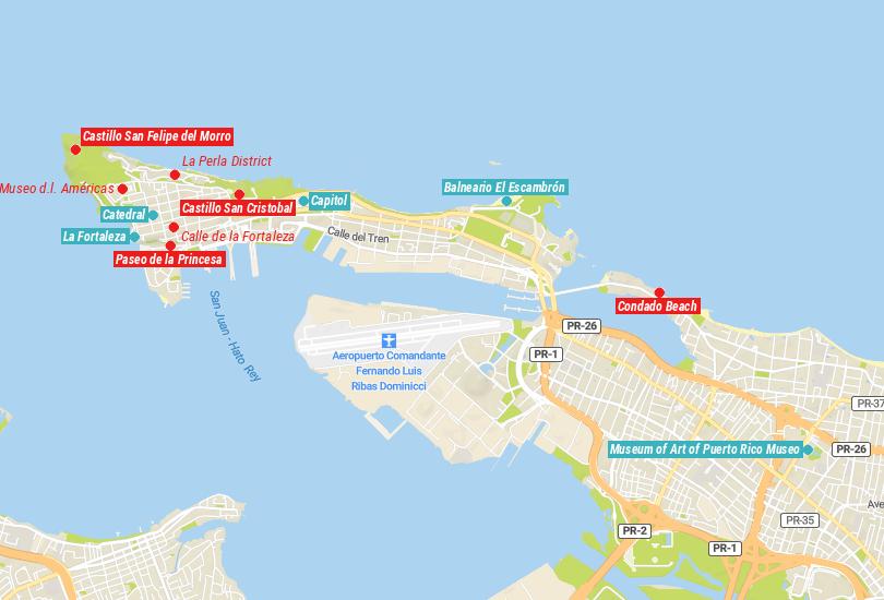 Map of Things to do in San Juan, Puerto Rico