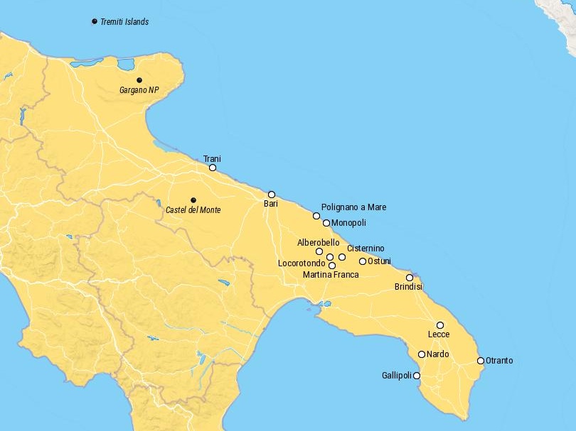 puglia tourist map