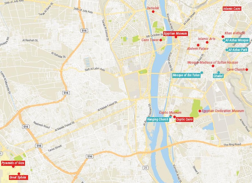 Map of Things to do in Cairo