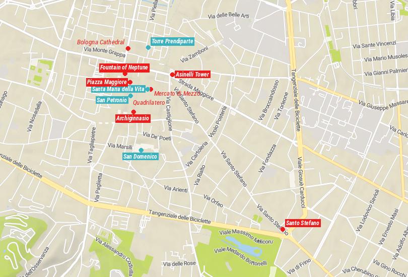 Map of Things to do in Bologna