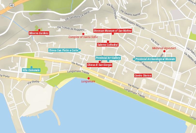 Map of Things to do in Salerno