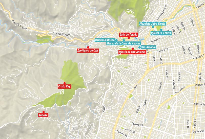 Map of Things to do in Cali, Colombia
