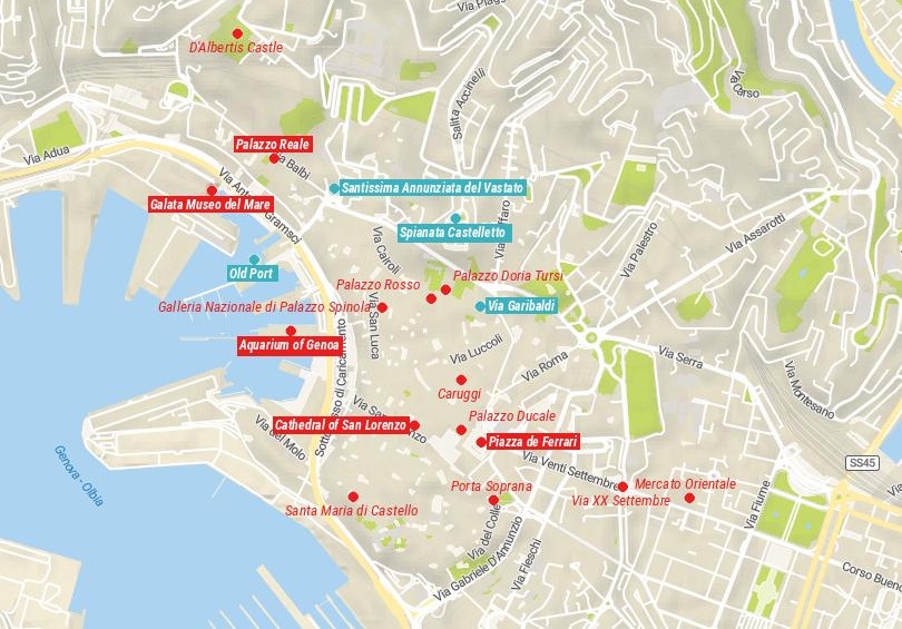 Map of Things to do in Genoa, Italy