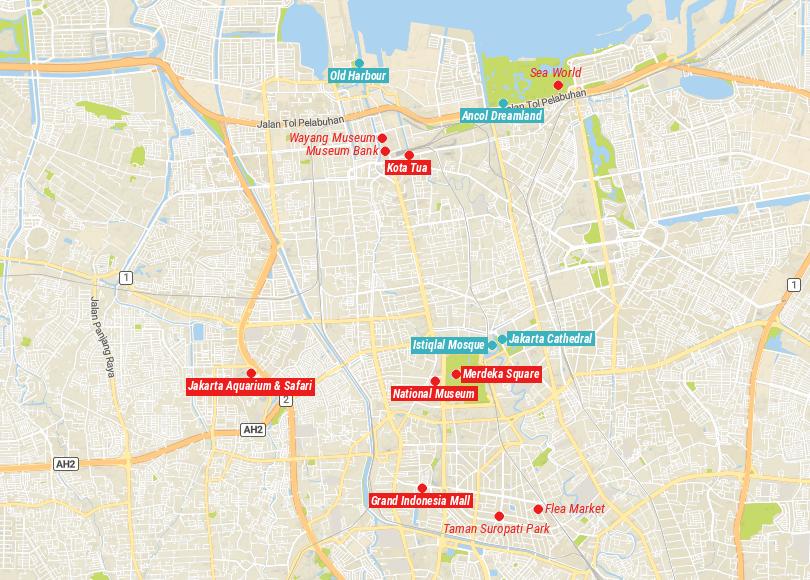 Map of Things to do in Jakarta, Indonesia
