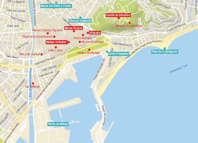 Map of Things to do in Malaga, Spain