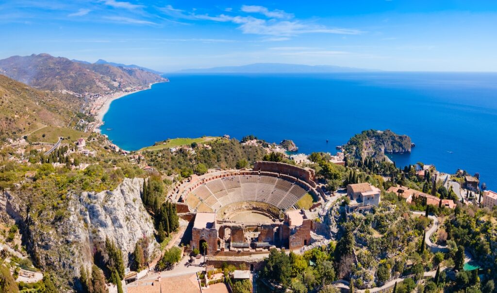 Ancient theatre in Taormina overlooking the Ionian coast