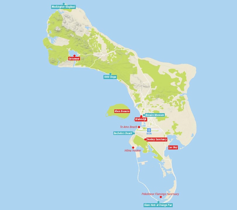 Map of Things to do in Bonaire