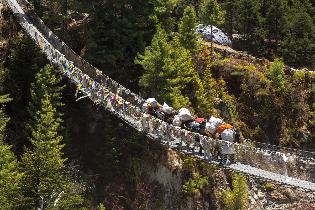 suspention bridge on the Everest Base Camp Trek