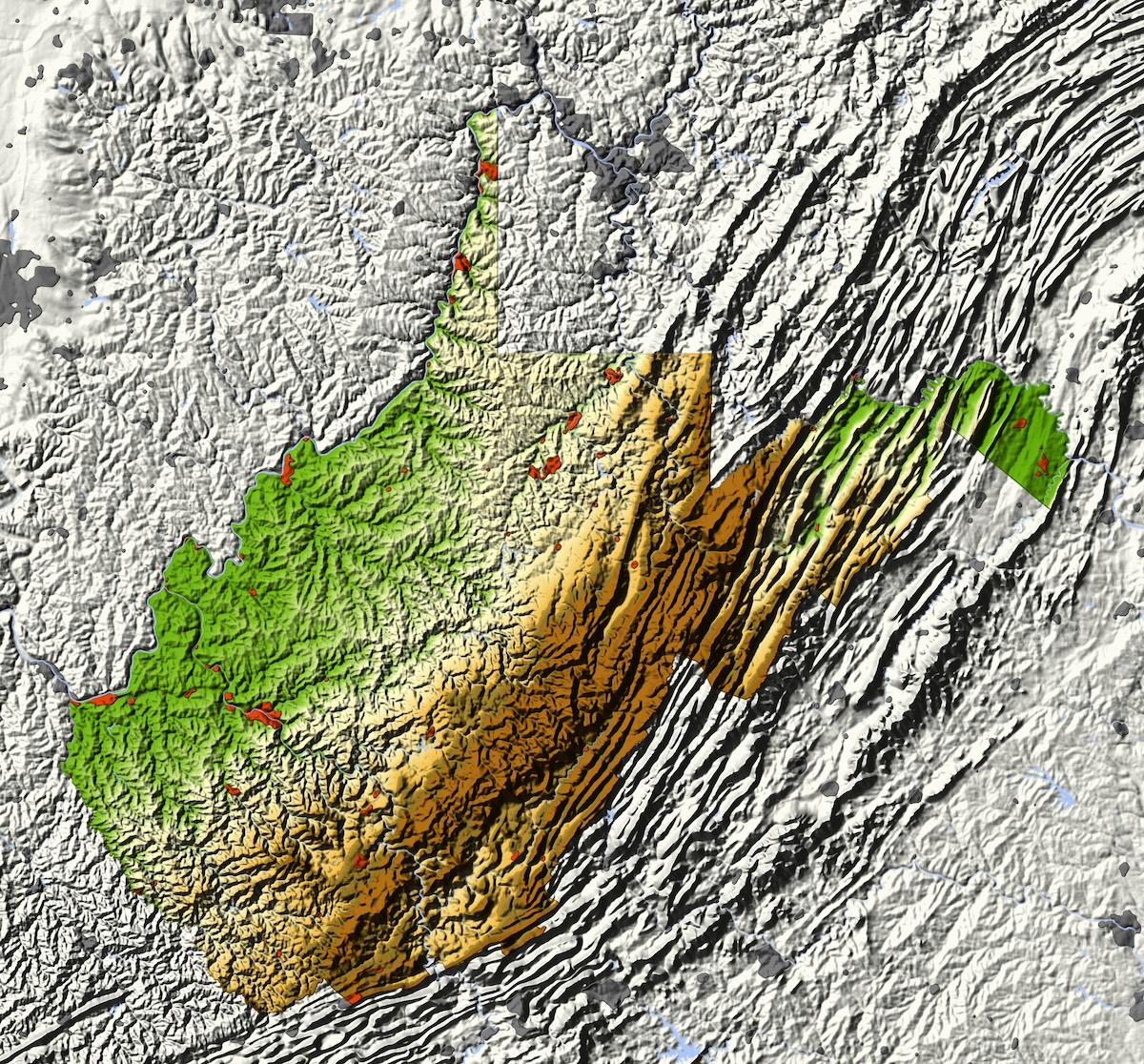 West Virginia Relief Map