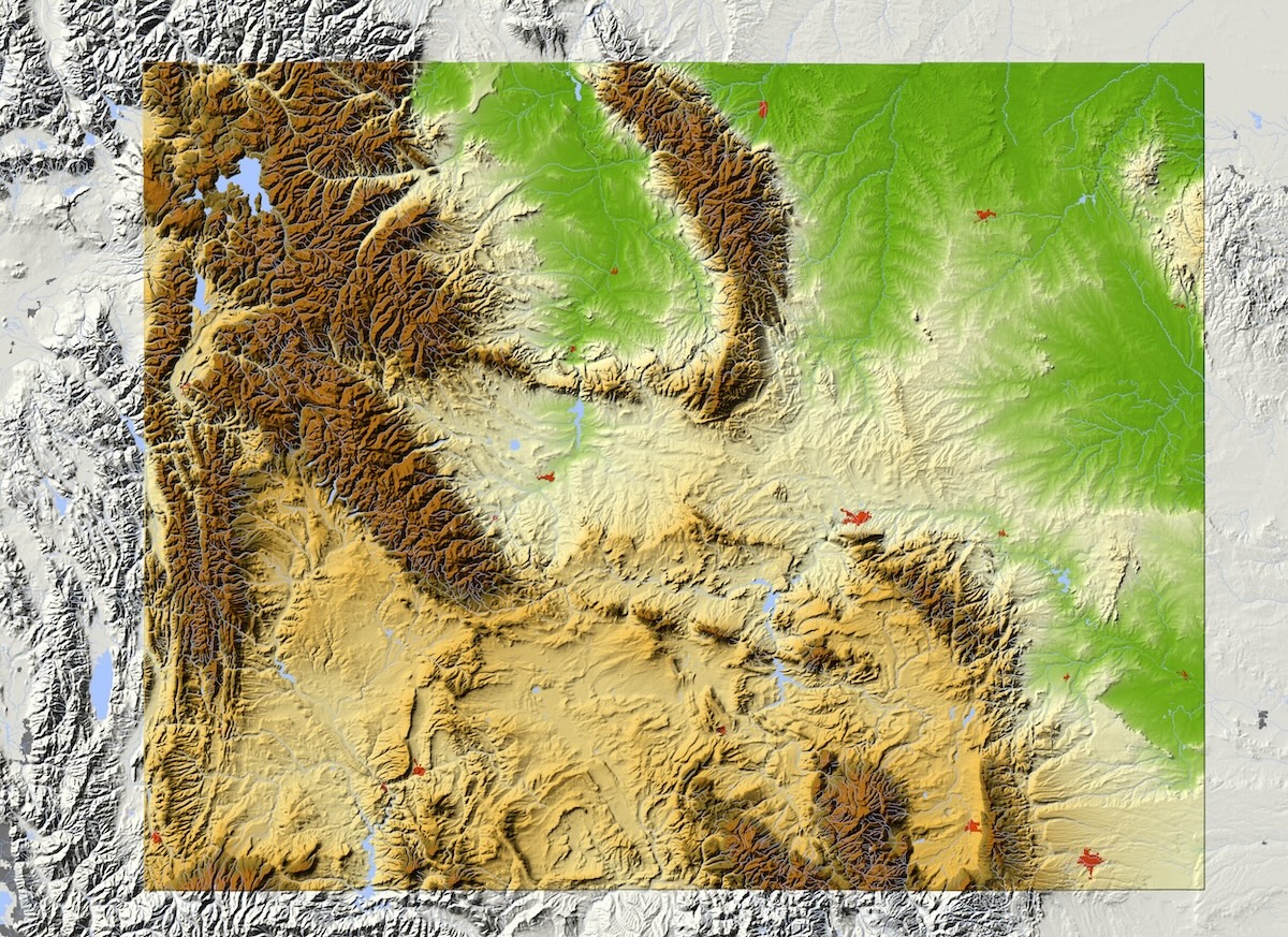 Wyoming Relief Map