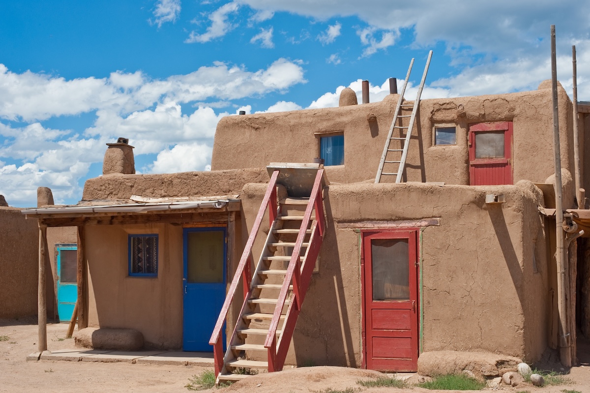 Colored houses in Taos Pueblo