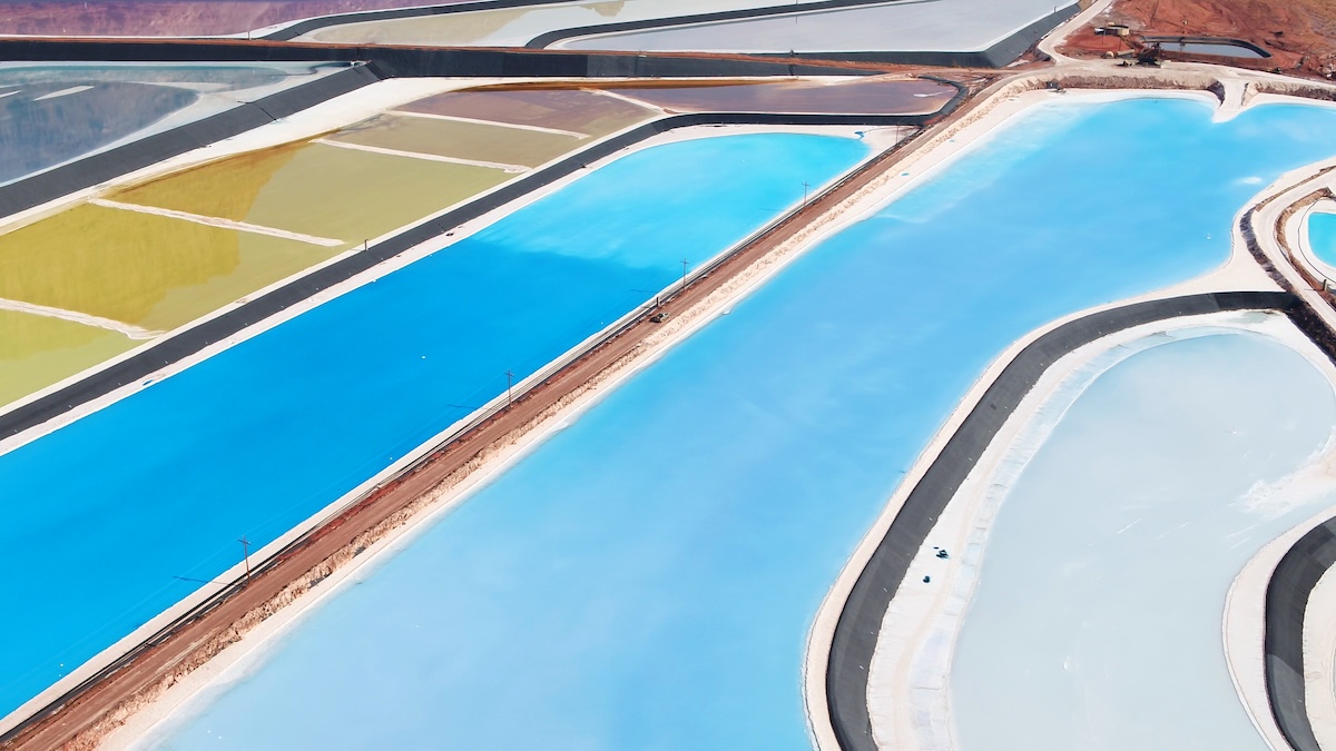 Colorful potash holding ponds