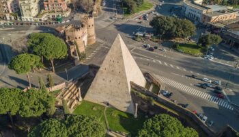 Aerial view of the Pyramid of Cestius