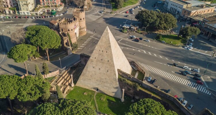 Aerial view of the Pyramid of Cestius